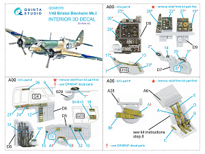 3D Декаль интерьера кабины Bristol Blenheim Mk.I (Airfix)