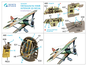 3D Декаль интерьера кабины Henschel Hs 123A/B (GasPatch models)