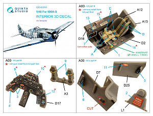 3D Декаль интерьера кабины Fw 190A-8 (Tamiya)