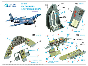 3D Декаль интерьера кабины FM-2 Wildcat (Eduard)