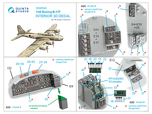 3D Декаль интерьера кабины Boeing B-17F (HK models, Eduard)