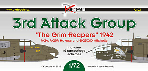 Декаль 1/72 3rd Attack Group "The Grim Reapers" 1942 (DK Decals)