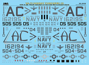 Декаль 1/32 VA-75 SUNDAY PUNCHERS (2). USN Grumman A-6E TRAM (AOA Decals)