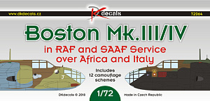 Декаль 1/72 Douglas Boston Mk.III/Mk.V in RAF and SAAF service over Africa and Italy (DK Decals)