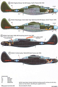 Декаль 1/48 Northrop P-61A/P-61B 'Black Widow' (7) (Kits-World)