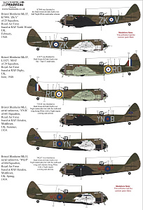 Декаль 1/48 Bristol Blenheim Mk.I/Mk.If (5) (Xtradecal)