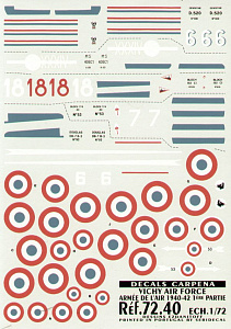 Декаль 1/72 Vichy Air Force 1940-42 Part 1.(Colorado)