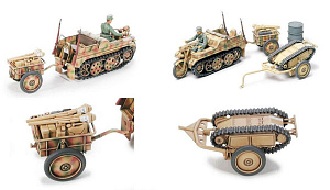 Сборная модель 1/48 Набор военной модели Kettenkraftrad с тележкой и Голиафом (Tamiya)