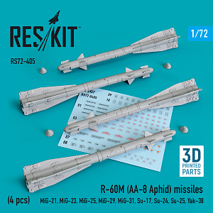 Дополнения из смолы 1/72 R-60М (AA-8 Aphid) missiles (4 pcs) (ResKit)