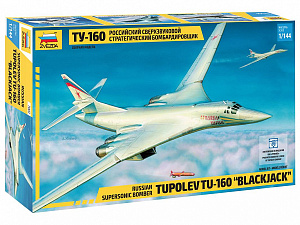 Сборная модель 1/144 Российский сверхзвуковой стратегический бомбардировщик Ту-160 (Zvezda)