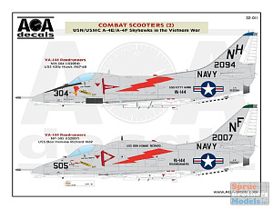 Декаль 1/32 Combat Scooters(2)USN/USMC Douglas A-4E/F Skyhawks in the Vietnam War.Part2 (AOA Decals)