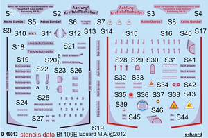 Декаль 1/48 Bf 109E stencils