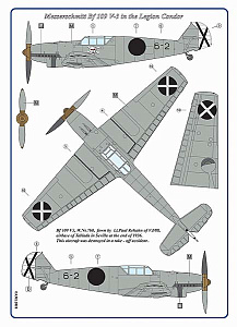 Декаль 1/72 Messerschmitt Bf-109V3,V4 / 2 decal versions Legion Condor in Spain (AML)