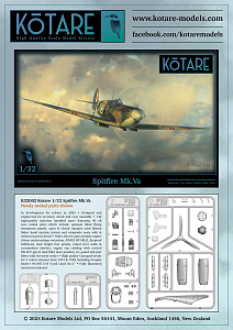 Сборная модель 1/32 Supermarine Spitfire Mk Va (Kotare)