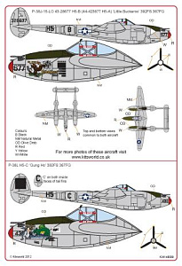 Декаль 1/48 Lockheed P-38J-15-LO Lightning (Kits-World)