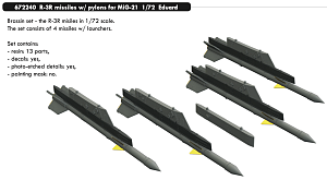 Дополнения из смолы 1/72 R-3R missiles with pylons for Mikoyan MiG-21 (Eduard kits)