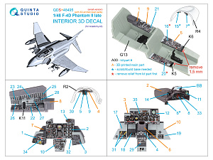 3D Декаль интерьера для F-4D late Phantom II (Academy) (малая версия) (с 3D-печатными деталями)