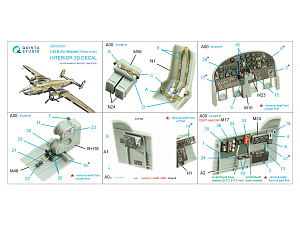3D Декаль интерьера кабины B-25J Mitchell Glass nose (HK models)