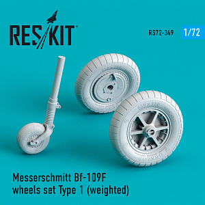 Дополнения из смолы 1/72 Messerschmitt Bf-109F (G Early) wheels set Type 1 (weighted) (ResKit)