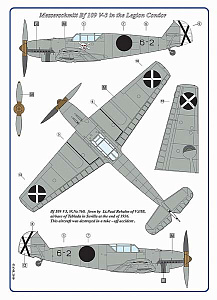 Декаль 1/72 Messerschmitt Bf-109B / 2 decal versions Legion Condor in Spain (AML)