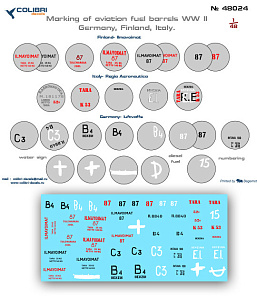 Декаль 1/48 Marking of aviation fuel barrels WWII (Colibri Decals)