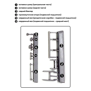 Конверсионный набор 1/72 Набор для удлинения рамы Урал-4320-31(-41) от "Звезды" 