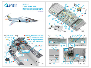 3D Декаль интерьера кабины F-104S-ASA (Italeri)