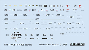 Декаль 1/48 P-40E stencils (EDU)