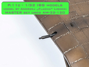 Дополнения из латуни 1/32 PZL P.11c комплект деталей - стволы пулемета wz.33,прицел и трубка Вентури