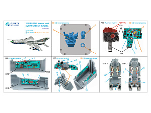 3D Декаль интерьера кабины МиГ-21МФ (Московского завода) (Eduard) (с 3D-печатными деталями)