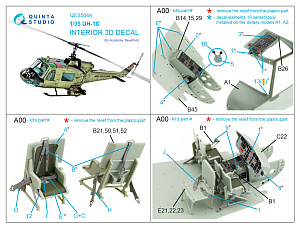 3D Декаль интерьера кабины UH-1C (Academy)