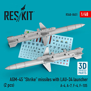 Дополнения из смолы 1/48 AGM-45 "Shrike" missiles with LAU-34 launcher (2 pcs)(ResKit)