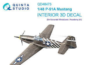 3D Декаль интерьера кабины P-51A (Accurate Miniatures/Academy)