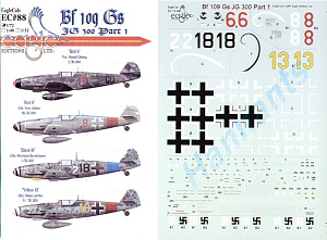 Декаль 1/72 Messerschmitt Bf-109G Jagdgeschwader JG 300 Pt 1 (4) (Eagle Cal)