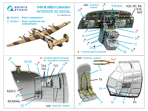 3D Декаль интерьера кабины B-24D/B-24J Liberator: отсек пилотов (Hobby Boss)