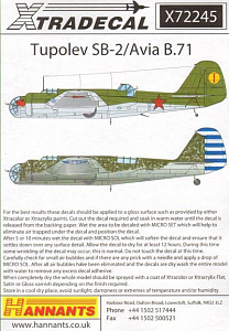 Декаль 1/72 Tupolev SB-2 (10) (Xtradecal)