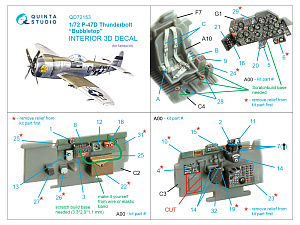 3D Декаль интерьера кабины P-47D Thunderbolt Bubbletop (Tamiya)