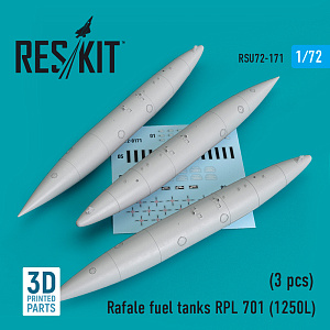 Дополнения из смолы 1/72 Dassault Rafale fuel tanks RPL 701 (1250L) (3 pcs) (ResKit)