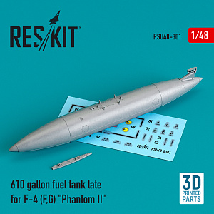 Дополнения из смолы 1/48 610 gallon fuel tank late McDonnell F-4F, F-4G Phantom II (ResKit)