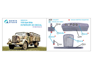 3D Декаль интерьера кабины Opel Blitz (Italeri/Звезда)