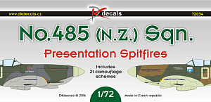 Декаль 1/72 No.485 (NZ) Sq. "Presentation Spitfires" (21 camouflage schemes) (DK Decals)