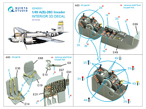 3D Декаль интерьера кабины A-26C Invader (ICM)