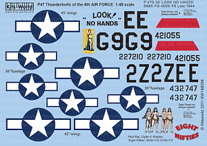 Декаль 1/48 Republic P-47D Thunderbolt Eight Nifties-"LOOK NO HANDS" (Kits-World)