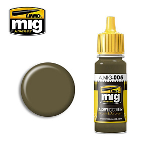Краска акриловая Серо-зеленый, вариант 1 RAL 7008 (Ammo Mig) (17ml)