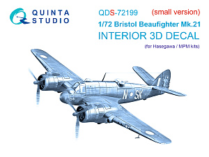 3D Декаль интерьера кабины Bristol Beaufighter Mk.21 (Hasegawa/MPM) (малая версия)
