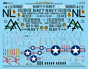 Декаль 1/32 VA-65 TIGERS (1) USN Grumman A-6A/A-6E Intruders in the Vietnam War  (AOA Decals)