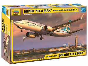 Сборная модель 1/144 Пассажирский авиалайнер "Боинг 737-8 MAX" (Zvezda)