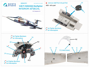 3D Декаль интерьера кабины F-104S-ASA (Hasegawa)