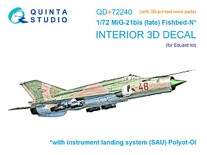 3D Декаль интерьера кабины МиГ-21БИС Поздний (с системой Полет-ОИ) (Eduard) (с 3D-печатными деталями