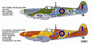 Декаль 1/32 Supermarine Spitfire Mk.Vb (5) RM144 RF-D 303 Polish Sqn 3 versions' (Techmod)